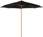 Outsunny Umbrelă de Grădină 3 m cu Stâlp din Lemn, 8 Spițe și Acoperire din Poliester, Neagră | Aosom Romania (840-065BK)