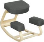 Vinsetto Scaun Ergonomic pentru Genunchi din Mesteacăn și Pernă Gri | Aosom Romania (921-589V00CG)