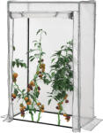 Outsunny Seră de grădină, seră de balcon, pânză renforțată PE, structură din oțel, ușă zippată rulabilă, 100 x 50 x 150 cm alb | Aosom Romania (845-386V01)