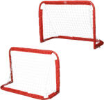 HOMCOM Set 2 Porți de Fotbal Pliabile pentru Exterior cu 4 Țăruși, Plasă de Fotbal din Metal și Tetrolon, 90x36x60 cm, Roșu | Aosom Romania (A62-027RD)