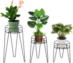 Outsunny Set 3 Suporturi pentru Plante, înălțime 23, 5/30/42cm Suporturi pentru Ghivece din Metal, Suporturi pentru Plante pentru Interior și Exterior, Negru | Aosom Romania (845-711)