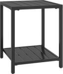 Outsunny Măsuță laterală 45 x 45 cm, rezistentă la intemperii, masă de grădină cu design cu lamele, raft, picioare reglabile, suport 30 kg | Aosom Romania (84G-986V00BK) Masa de cafea