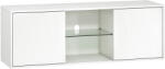 HomCom Mobilier Porta TV până la 55", Mobilier TV Suspendat sau pe Podea de 120 cm cu Uși Soft Close, Orificiu pentru Cabluri și Raft din Sticlă, pentru Sufragerie și Salon, Alb Efect Lemn | Aosom Romania (8