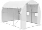 Outsunny Seră de grădină 6 m2 dim. 3 x 2 m cu 1 ușă + 2 părți laterale cu fermoare, 6 ferestre, Alb | Aosom Romania (84H-009V01WT)