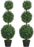 HomCom Lot de 2 arbori artificiali 101, 6 cm 3 bușoni de buxus topiaires plantă falsă verde PE cu ghiveci interior și exterior | Aosom Romania (830-960V02GN)