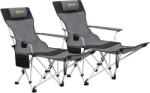 Outsunny Set de 2 Scaune de Camping Pliabile cu Suport pentru Picioare Detașabil, 82x100x88 cm, Negru | Aosom Romania (A20-513V00GY)