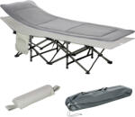Outsunny Pat Pliabil pentru Camping cu Buzunare de Depozitare și Geantă de Transport, Pat pentru Camping, 188x64.5x53 cm, Gri | Aosom Romania (A20-207LG)