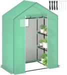Outsunny Seră cu rafturi, Mini-seră, rezistentă la UV, fereastră de plasă, ușă cu fermoar, 143L x 74W x 190H cm, Verde | Aosom Romania (845-932V01GN)