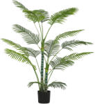 HOMCOM Palmă artificială cu 16 frunze de plastic, plantă artificială rezistentă la UV cu ghiveci de plastic, pentru interior și exterior, Verde | Aosom Romania (830-990V01GN)