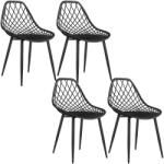 HomCom Set 4 Scaune Moderne cu Spătar Perforat Plastic și Metal Negru | Aosom Romania (83A-267V00BK)