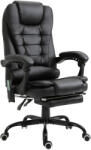 Vinsetto Fotoliu de birou cu masaj cu 7 puncte de vibrație, ergonomic cu suport pentru picioare și spătar înclinat la 155°, negru Vinsetto | Aosom Romania (921-342V91BK)