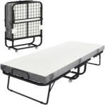 HOMCOM Pat pliant de oaspeți cu roți Oțel+Spumă Alb+Negru 200 x 80 x 42, 5 cm | Aosom Romania (831-516)