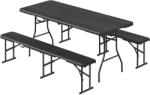 Outsunny Set masă pliantă și bănci de picnic 180 cm cu mânere de transport, negru | Aosom Romania (A20-469V00BK)