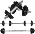 HOMCOM Gantere HOMCOM, ganteră lungă, 2 în 1, 20 kg, 8 discuri de gantere, rezistent la rugină, oțel, negru, 95 x 16 x 16 cm | Aosom Romania (A91-236V00BK)