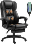 Vinsetto Scaun Birou cu Masaj, Înclinare, Piele Artificială, Negru, 68.5x68.5x119-127cm, Confort Sporit | Aosom Romania (921-539V90BK)
