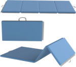 HOMCOM Saltea de gimnastică yoga pilates fitness pliabilă în 4 cu mânere husă sintetică 240 x 120 x 5 cm albastru deschis | Aosom Romania (A50-011V00LB)