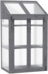 Outsunny Mini-seră, seră mică cu cadru din lemn, ferestre și uși duble, 3 rafturi, 70L x 50W x 120H cm, gri | Aosom Romania (845-672GY)