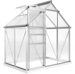 Outsunny Seră din Policarbonat și Aluminiu cu Ușă Glisantă și Fereastră Reglabilă, 192.5x131x200 cm, Argintiu | Aosom Romania (845-540V03SR)