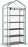 Outsunny Seră de grădină din PVC cu 5 rafturi, mini-seră de balcon, cadru din oțel, ușă cu fermoar, 90x49x193cm, transparent | Aosom Romania (845-937V00CR)