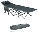 Outsunny Pat Pliabil cu Buzunare de Depozitare si Geanta pentru Transport, Pat de Camping Capitonat si Inaltat, 188x64.5x53 cm, Gri | Aosom Romania (A20-207V01)