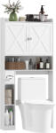 HomCom Mobilier WC deasupra toaletei cu dulap uși în formă de X, raft reglabil, compartimente și suport de hârtie, alb | Aosom Romania (834-815V00WT)