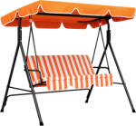 Outsunny Balansoar de Grădină Exterior Leagăn cu 3 locuri cu Copertină Reglabilă și Cadru din Oțel 172x110x153 cm Portocaliu | Aosom Romania (84A-054V05OG)