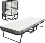 HOMCOM Pat Pliabil Single 90x200 cm cu Saltea de 10 cm Grosime, Cadru din Metal și Roți cu Frână, Negru | Aosom Romania (831-516V01)