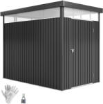 Outsunny Magazie de Grădină cu Luminator Superior din Acril și Orificii de Drenaj, 162x259x201 cm, Gri Închis | Aosom Romania (84H-193V01CG)