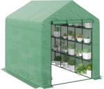 Outsunny Solar de grădină cu rafturi, husă PE rezistentă UV, ușă rulantă cu fermoar, cadru oțel, 190x120x190 cm, verde | Aosom Romania (845-696)