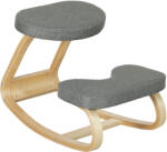 HOMCOM Scaun ergonomic cu genunchiere din lemn cu balans, corectează postura, ideal birou acasă, gri, dim. 50x73x55 cm | Aosom Romania (921-791V00GY)