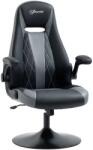 Vinsetto Scaun de gaming ergonomic cu bază rotundă din metal pivotantă 360° înălțime reglabilă pernă pentru gât brațe rabatabile PVC gri negru | Aosom Romania (921-573)