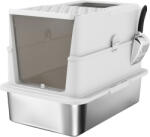 PawHut Tavă de litieră închisă pentru pisici, casă de toaletă din oțel inoxidabil pentru pisici, 60, 2 x 40, 2 x 43, 7 cm, gri deschis | Aosom Romania (D31-135V00LG)