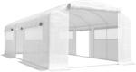 Outsunny Seră tunel 6x3x2 m cu 3 uși rulou, 6 ferestre cu plasă și structură din oțel galvanizat, alb | Aosom Romania (84H-219V04WT)