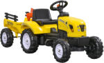 HOMCOM Tractor de Pedalat pentru Copii de 3+ Ani cu Remorcă, Greblă, Lopată și Claxon, 133x42x51 cm, Galben | Aosom Romania (341-017V00YL)