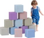 HOMCOM Set 12 Cuburi de Jucărie Moi pentru Copii 12-36 Luni, 20x20x20 cm, Multicolor Deschis | Aosom Romania (3D0-003V01MX)