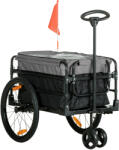 HomCom Remorcă de marfă cărucior 130 x 64 x 103 cm oțel Negru+Gri | Aosom Romania (B71-058GY)