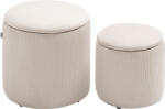 HOMCOM Set de 2 Pouf-uri pentru Depozitare Salvaspazio Rotunde și Îmbunătățite din Catifea cu Nervuri, Alb | Aosom Romania (838-273V00WT)