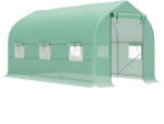 Outsunny Seră Outsunny de Grădină de Tip Tunel 4x2x2 m cu Uși Rulabile și 6 Ferestre, Seră pentru Grădină cu Acoperiș înclinat, Structură din Metal și Acoperiș PE, pentru Grădinărit legume flori fructe, Verde 