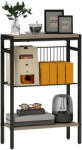 HomCom Masă auxiliară îngustă cu 3 nivele cu rafturi de depozitare, cadru din oțel, pentru sufragerie, dormitor, 43x18x62, 5cm, gri | Aosom Romania (83B-071V00GY) Masa de cafea