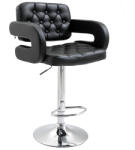 HOMCOM Scaun de Bar cu Spătar și Brațe, Scaun Modern de Bucătărie Rotativ cu Înălțime Reglabilă, 61x50x94-114 cm, Negru | Aosom Romania (835-008V70BK)