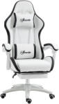 Vinsetto Scaun gaming scaun gaming cu spătar inclinabil la 135°, suport pentru cap și repose-pieds 65l x 65L x 121-129H cm alb și negru | Aosom Romania (921-618V71WT)