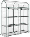 Outsunny Seră mică cu 3 niveluri, 2 uși rulou, cadru din oțel, husă din plastic, 143x46x165 cm, transparent | Aosom Romania (84H-556V00CR)