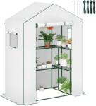 Outsunny Seră de grădină cu 1 ușă, 2 ferestre și 2 rafturi în formă de U pentru legume, plante, flori, copertină PE 140x73x190 cm | Aosom Romania (845-933V00WT)