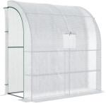 Outsunny 7' x 3' x 7' Outdoor Walk-In Greenhouse, Plant Nursery with Roll-up Windows, PE Cover, and 3 Wire Shelves, White | Aosom Romania (845-304V04)
