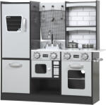 AIYAPLAY Bucătărie de Jucărie pentru Copii 3-8 Ani din Lemn cu Accesorii, Frigider, Chiuvetă și Buton cu Sunete, Maro | Aosom Romania (350-196V80DR) Bucatarie copii