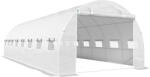 Outsunny Seră tunel de grădină 24 m2 8L x 3l x 2H m - 16 ferestre, ușă rulabilă cu fermoar, oțel galvanizat, prelată PE, Alb | Aosom Romania (84H-008V01WT)