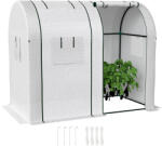 Outsunny Seră de grădină 1, 8 m2 seră pentru roșii 2 uși cu fermoar 4 ferestre cu fermoar acoperiș PE 135 g/m2 alb | Aosom Romania (845-956V00WT)