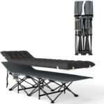Outsunny Pat de Camping Pliabil cu Tetieră Înclinată și Saltea Detașabilă, 68x196x37 cm, Negru | Aosom Romania (A20-516V00BK)