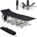 Outsunny Pat pliant, Pat de camping, pliabil, rezistent la intemperii, geantă de transport inclusă, 190 x 68 x 52 cm, Negru | Aosom Romania (A20-116BK)