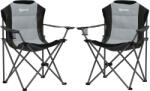 Outsunny Lot de 2 scaune pliante camping rembursate cu spătar înalt cu suport pentru pahar, greutate 120 kg, gri închis | Aosom Romania (A20-520V00CG)
